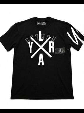 Young & Reckless Black T-Shirt with White Cross Logo Nwt SzL